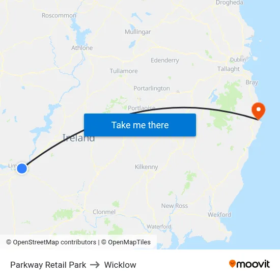 Parkway Retail Park to Wicklow map