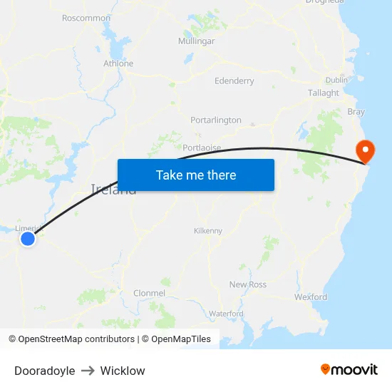 Dooradoyle to Wicklow map