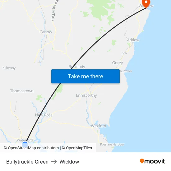 Ballytruckle Grn to Wicklow map