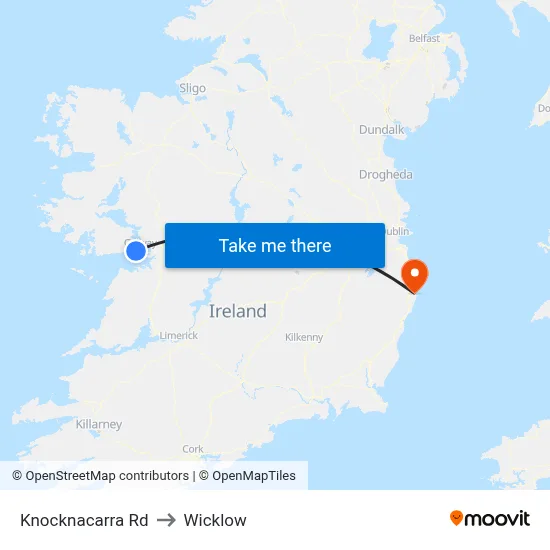 Knocknacarra Rd to Wicklow map