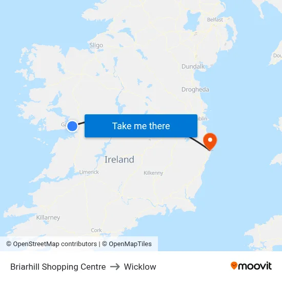 Briarhill Shopping Centre to Wicklow map