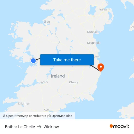Bothar Le Cheile to Wicklow map
