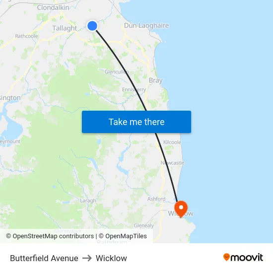 Butterfield Avenue to Wicklow map