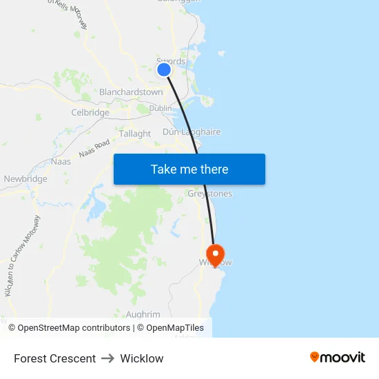 Forest Crescent to Wicklow map