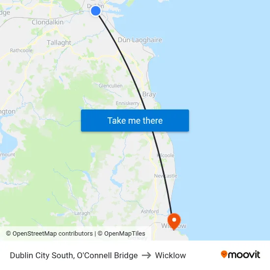 Dublin City South, O'Connell Bridge to Wicklow map