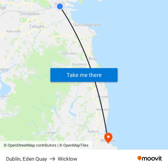 Dublin, Eden Quay to Wicklow map