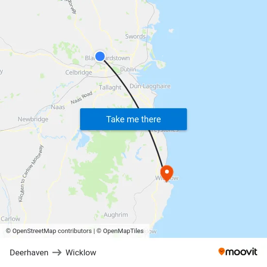 Deerhaven to Wicklow map
