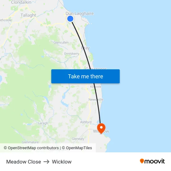 Meadow Close to Wicklow map