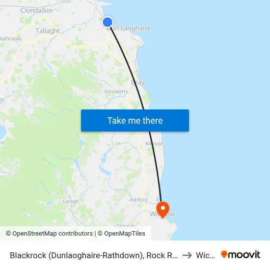 Blackrock (Dunlaoghaire-Rathdown), Rock Road (Booterstown Hall) to Wicklow map