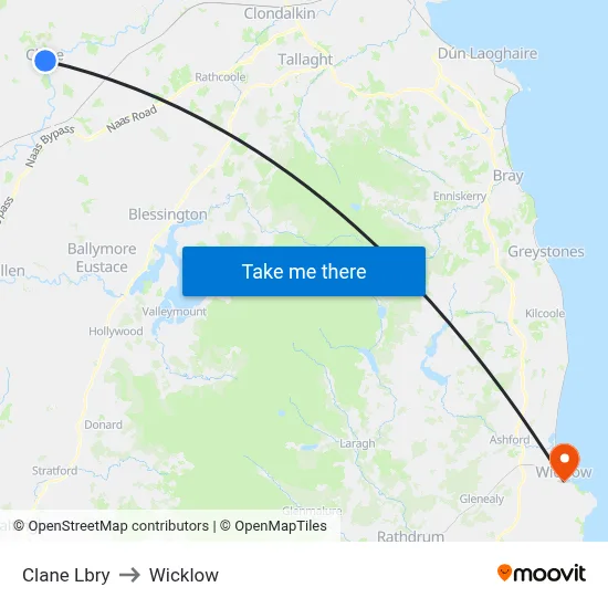 Clane Lbry to Wicklow map