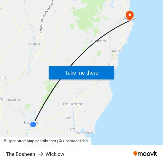 The Bosheen to Wicklow map
