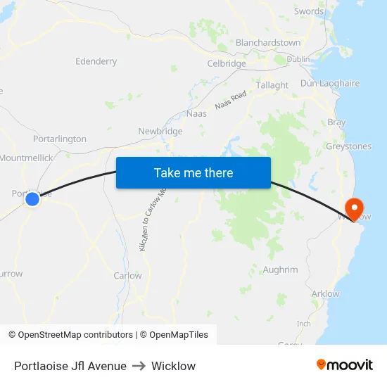 Portlaoise Jfl Avenue to Wicklow map