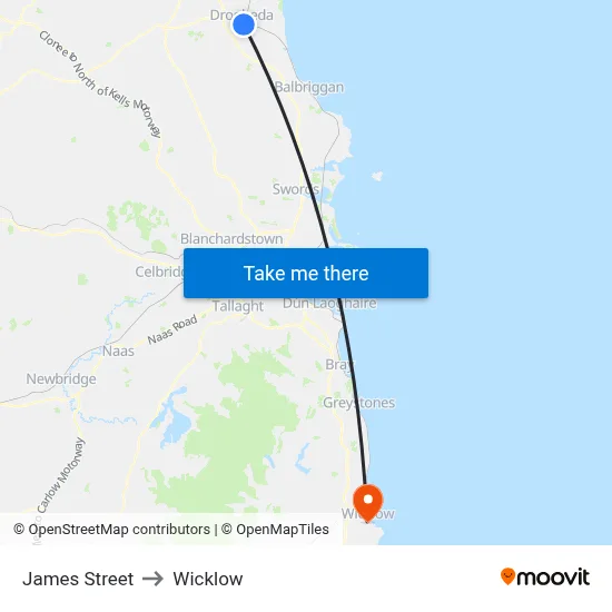 James Street to Wicklow map