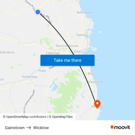 Gainstown to Wicklow map