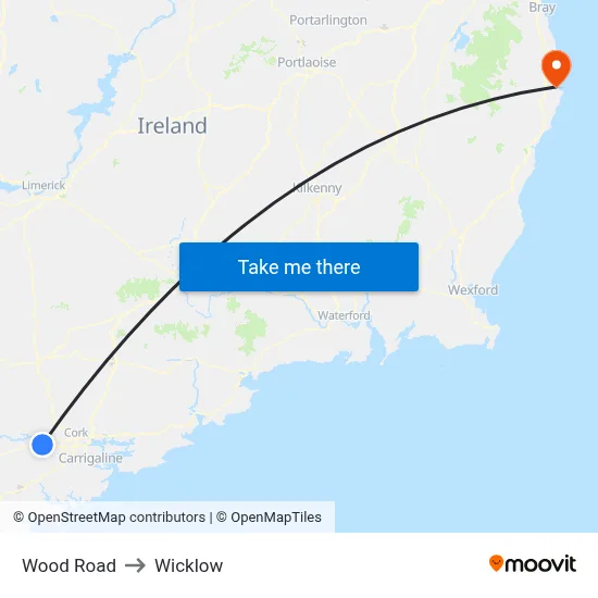 Wood Road to Wicklow map