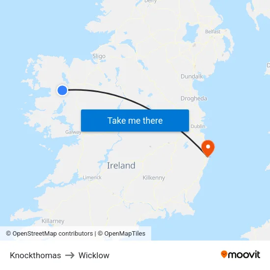 Knockthomas to Wicklow map