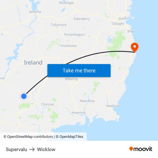 Supervalu to Wicklow map