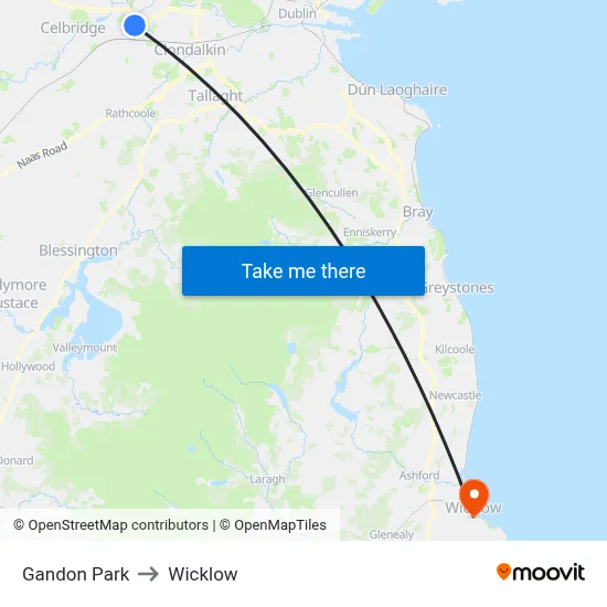 Gandon Park to Wicklow map