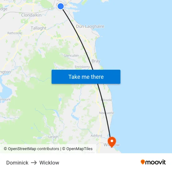 Dominick to Wicklow map