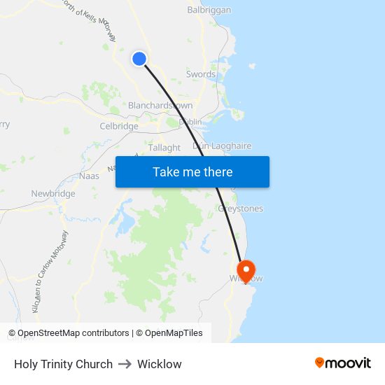 Holy Trinity Church to Wicklow map