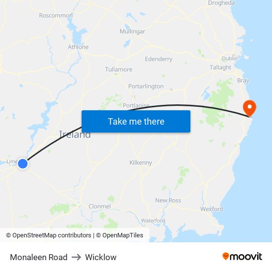 Monaleen Road to Wicklow map