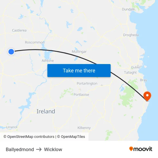 Ballyedmond to Wicklow map