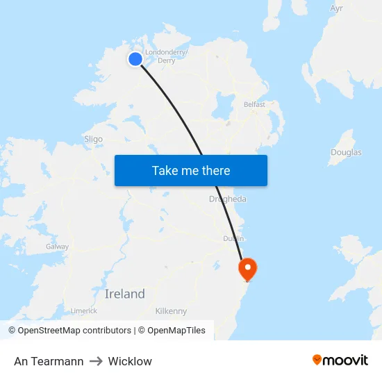 An Tearmann to Wicklow map