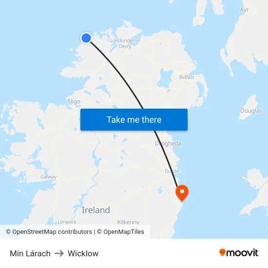 Mín Lárach to Wicklow map