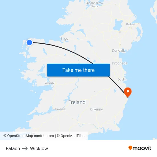 Fálach to Wicklow map