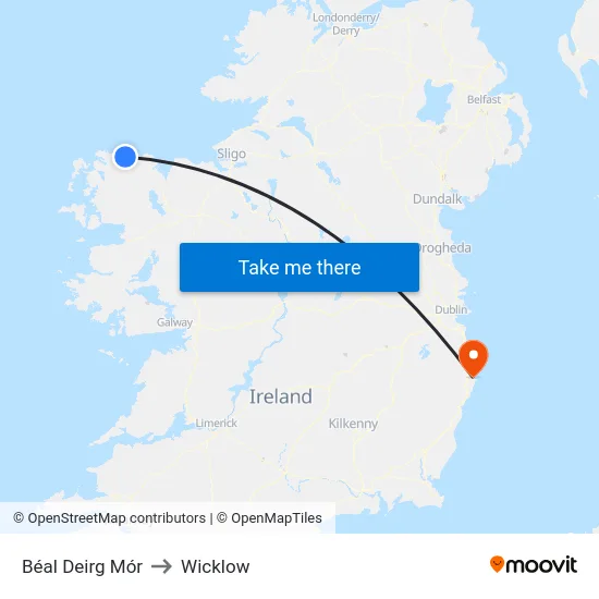 Béal Deirg Mór to Wicklow map