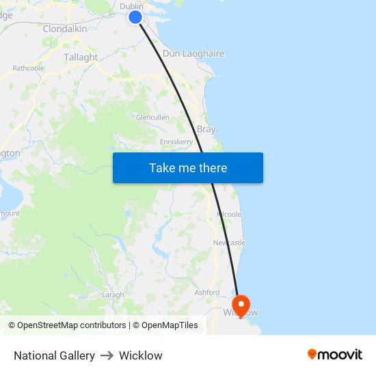 National Gallery to Wicklow map