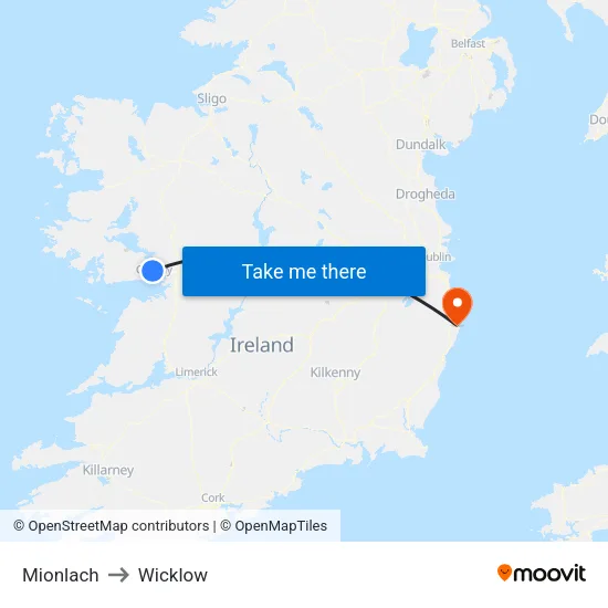 Mionlach to Wicklow map