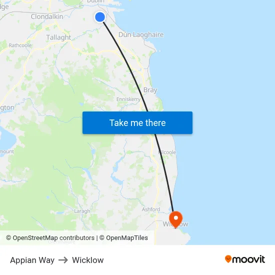Appian Way to Wicklow map