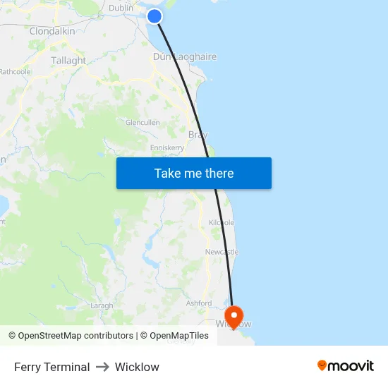 Ferry Terminal to Wicklow map