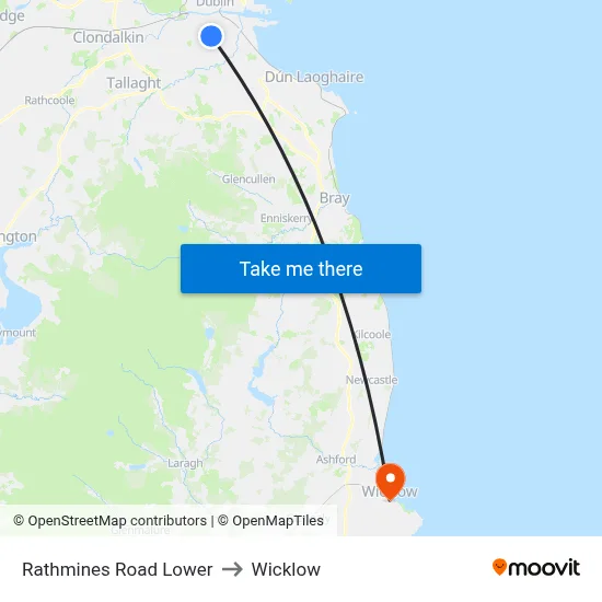 Rathmines Road Lower to Wicklow map