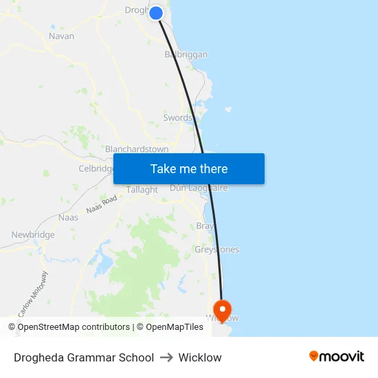 Grammar School to Wicklow map