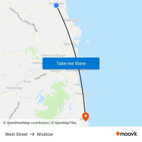 West Street to Wicklow map