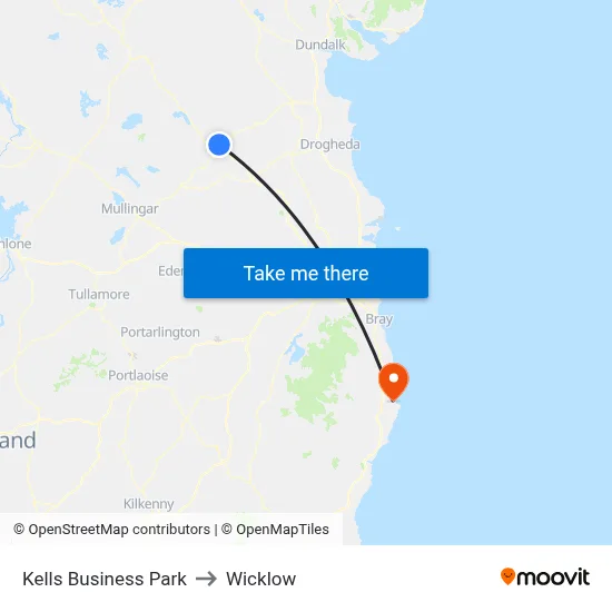 Kells Business Park to Wicklow map