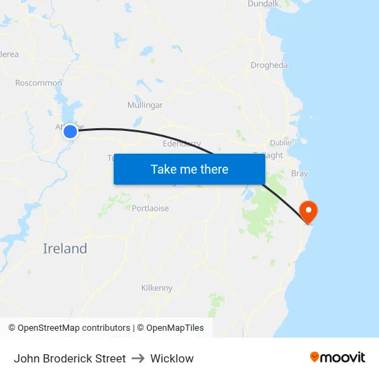 John Broderick Street to Wicklow map