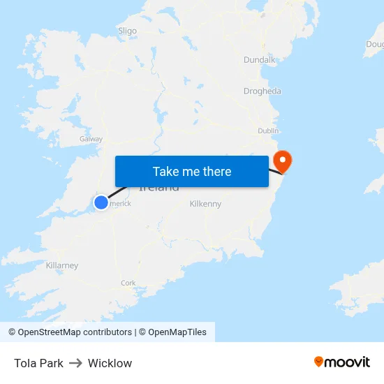 Tola Park to Wicklow map