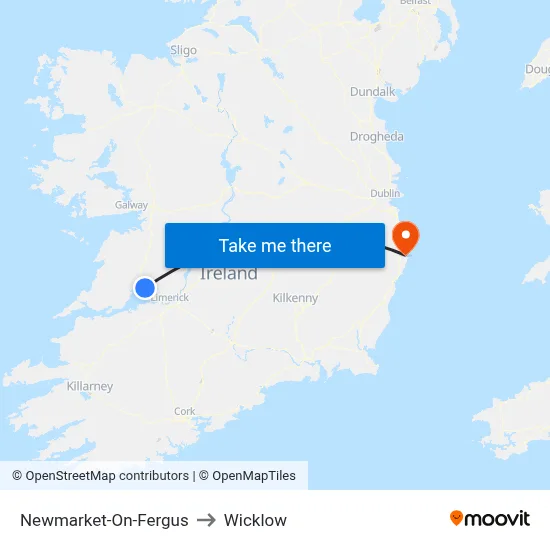 Newmarket-On-Fergus to Wicklow map