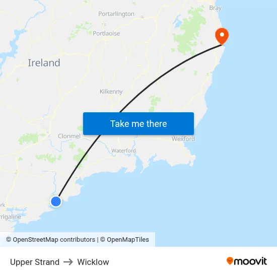 Upper Strand to Wicklow map