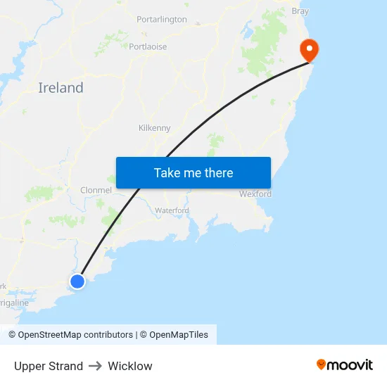 Upper Strand to Wicklow map