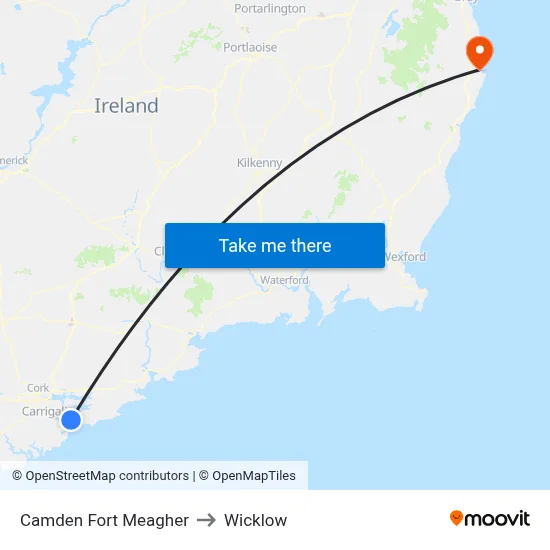 Camden Fort Meagher to Wicklow map