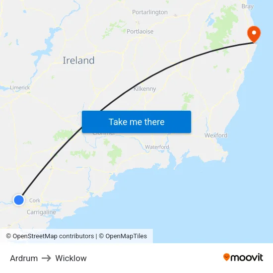 Ardrum to Wicklow map