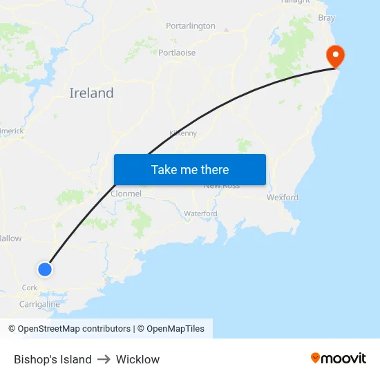 Bishop's Island to Wicklow map