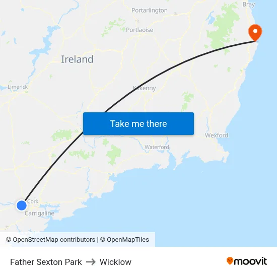 Father Sexton Park to Wicklow map