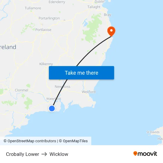 Crobally Lower to Wicklow map