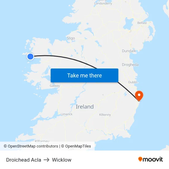 Droichead Acla to Wicklow map