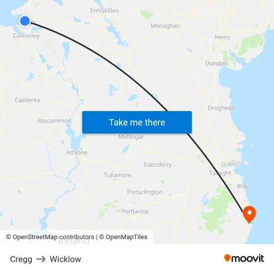 Cregg to Wicklow map